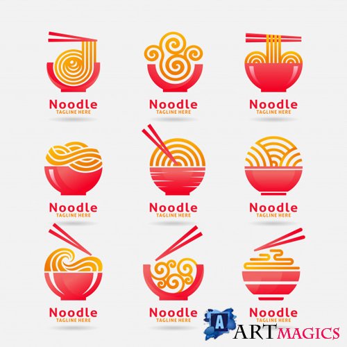 Collection of noodle logo vector design