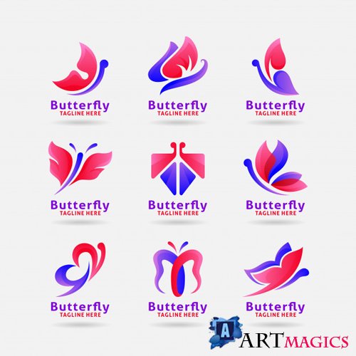 Collection of butterfly logo vector design