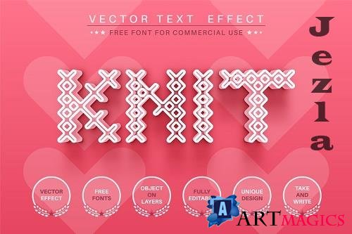 Knitted heart - editable text effect - 6233955