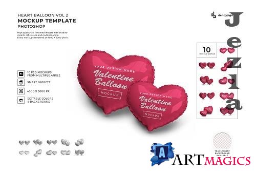 Valentine Love Heart Balloon Mockup Template Bundle 2 - 1425328