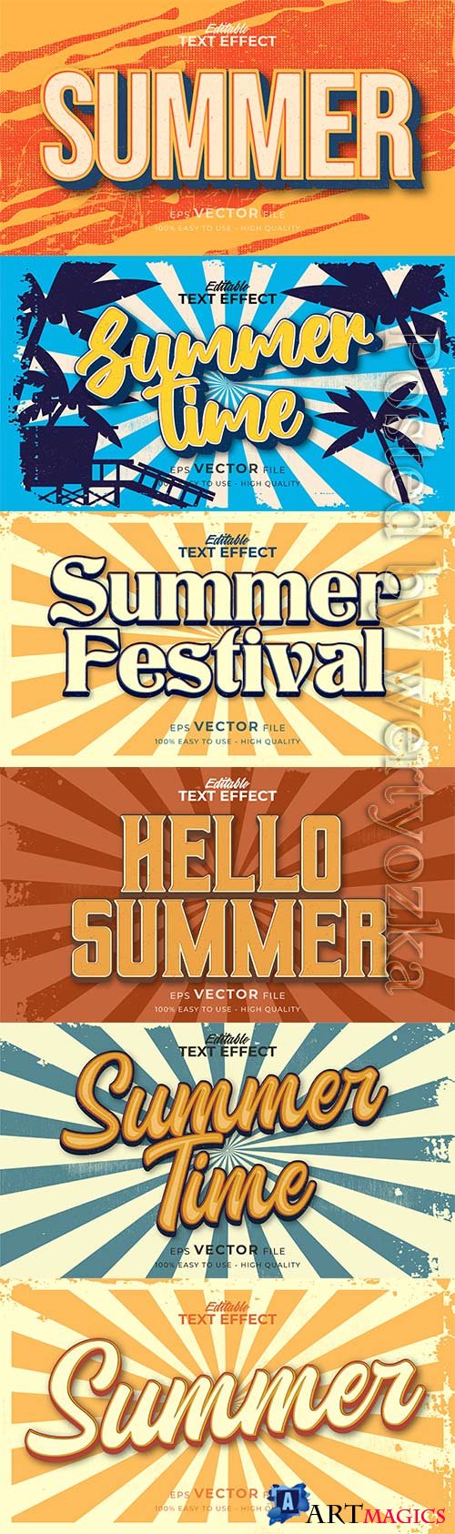 Retro summer holiday text in grunge style theme in vector vol 3