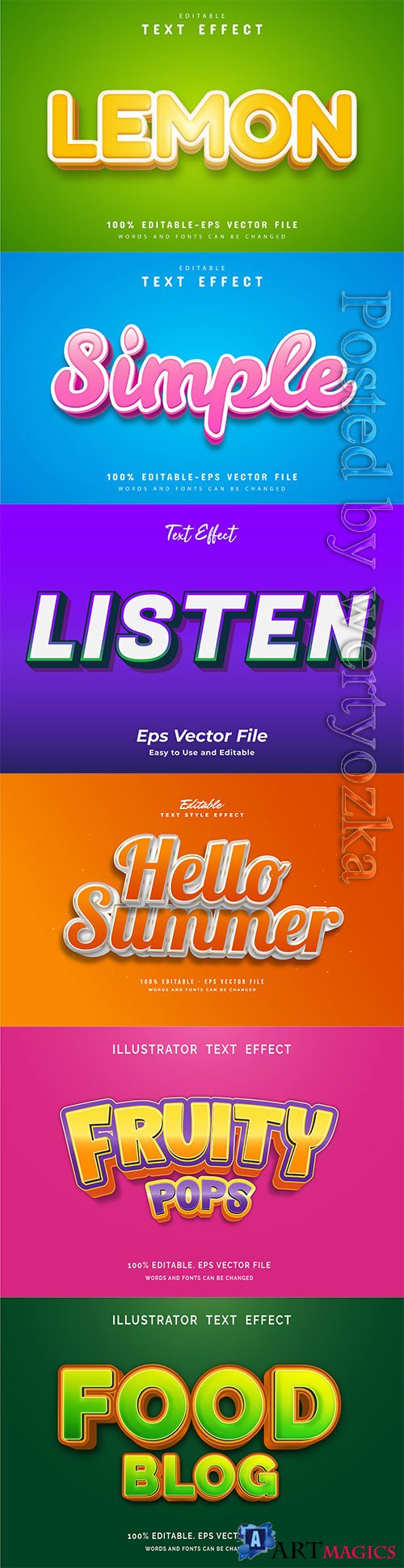 3d editable text style effect vector vol 539