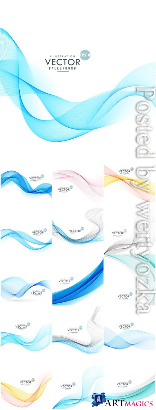 Colored waves for design in vector