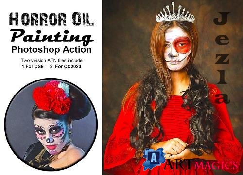 Horror Oil Painting PS Action - 5279292