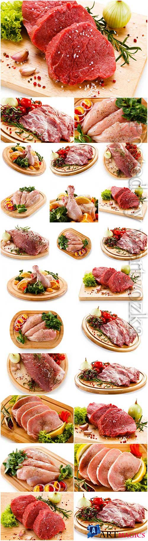 Meat vegetables and spices stock photo