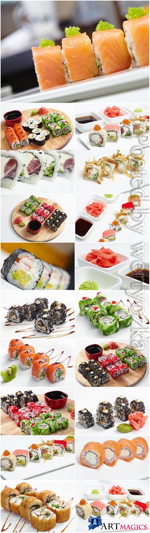Different types of sushi stock photo