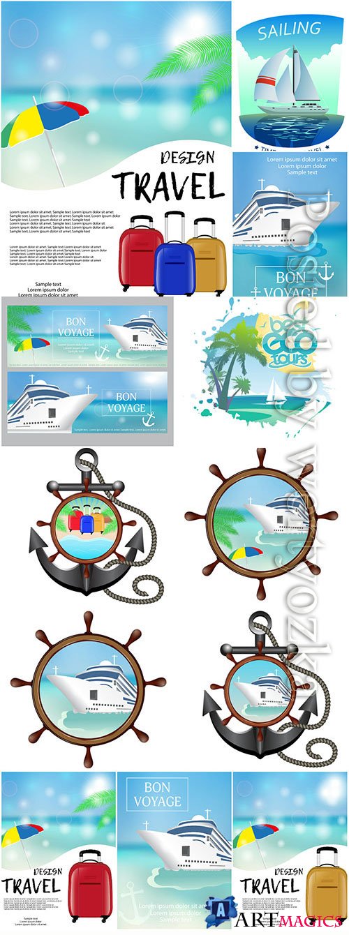 Sea and travel concept in vector