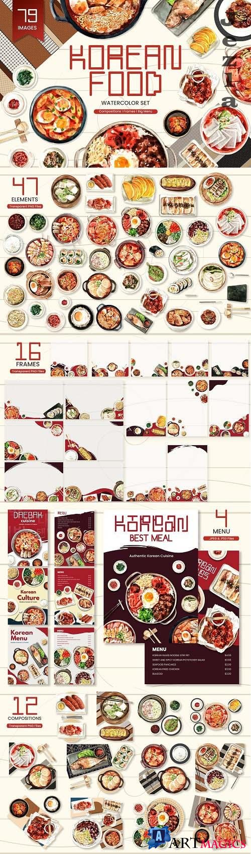 Korean Food,Asian Recipe watercolor - 6268926