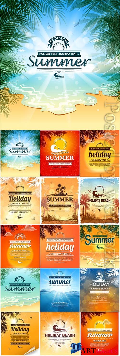 Beautiful summer backgrounds with text in vector