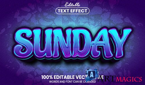 Sunday text, font style editable text effect
