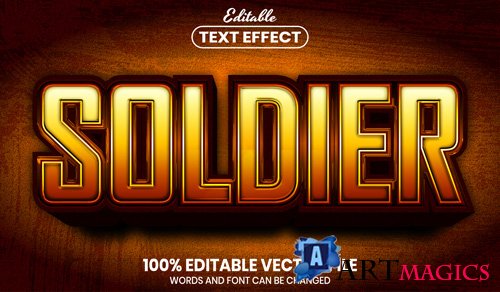 Soldier text, font style editable text effect
