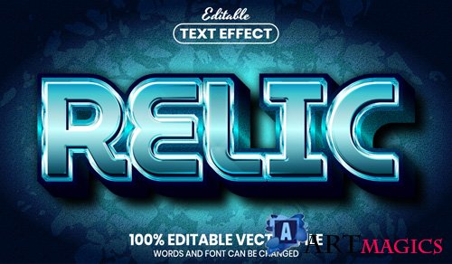 Relic text, font style editable text effect