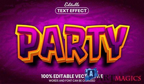 Party text, font style editable text effect