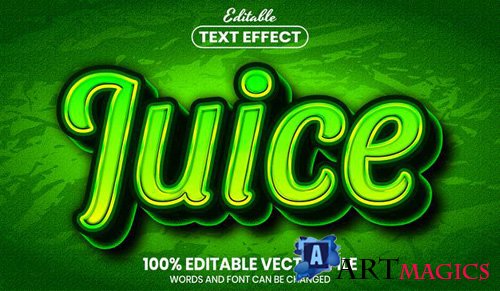 Juice text, font style editable text effect