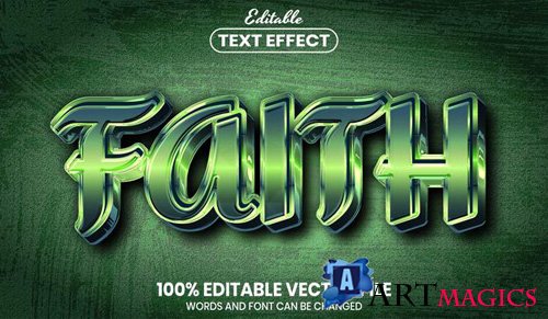Faith text, font style editable text effect