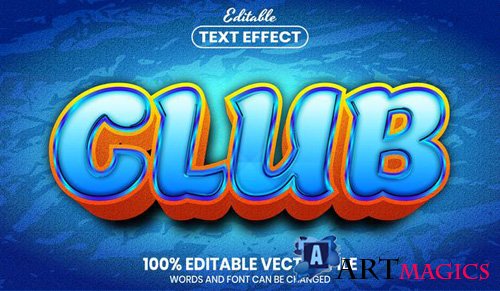 Club text, font style editable text effect