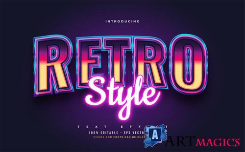Retro style editable text style effect