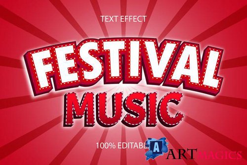 Editable text effect festival music color red