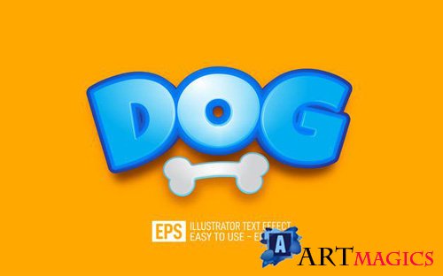 Dog 3d text editable style effect template