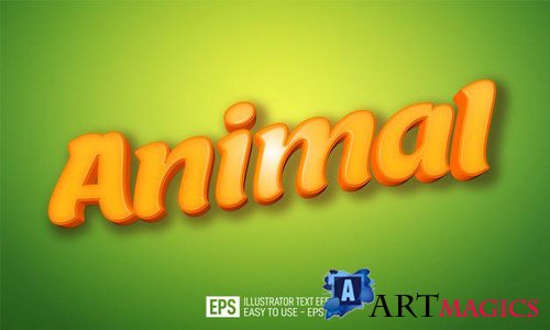 Animal 3d text editable style effect template