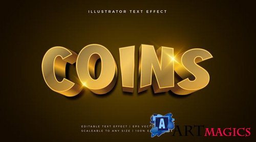 Gold coins 3d theme text font effect