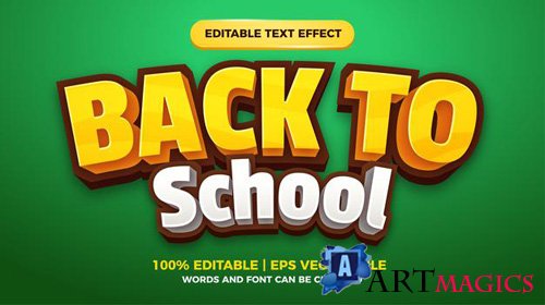 Back to school editable text effect for cartoon comic game title style template