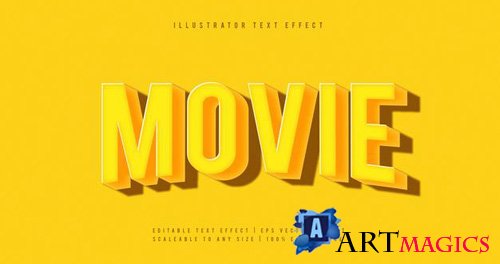 Yellow movie shadow title text font effect