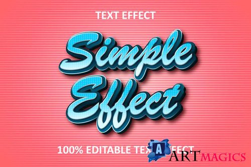 Simple retro editable text effect blue pink