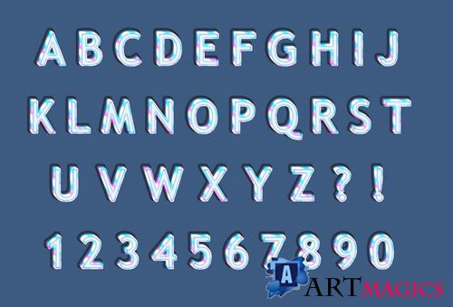 Rainbow ice 3d alphabets numbers set