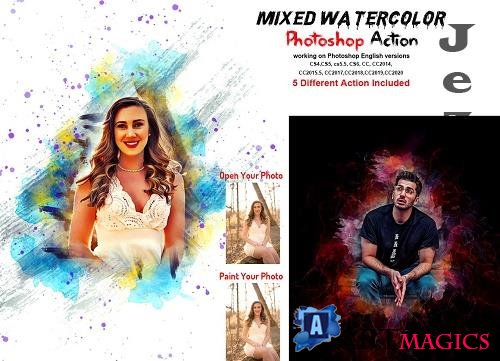 Mixed Watercolor Photoshop Action - 5815726