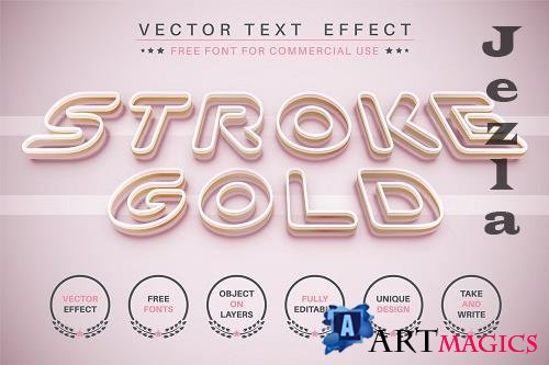 Golden stroke - editable text effect - 6302966