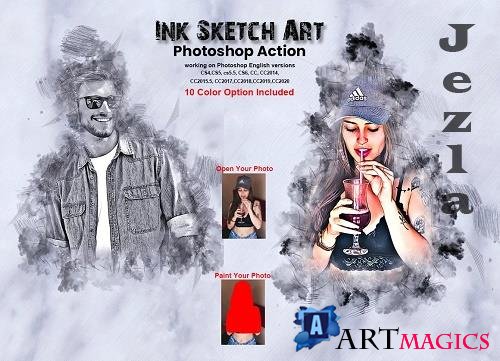 Ink Sketch Art Photoshop Action - 5830499