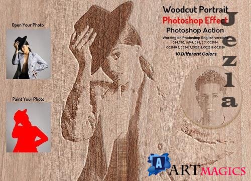 Woodcut Portrait Photo Effect - 5826815