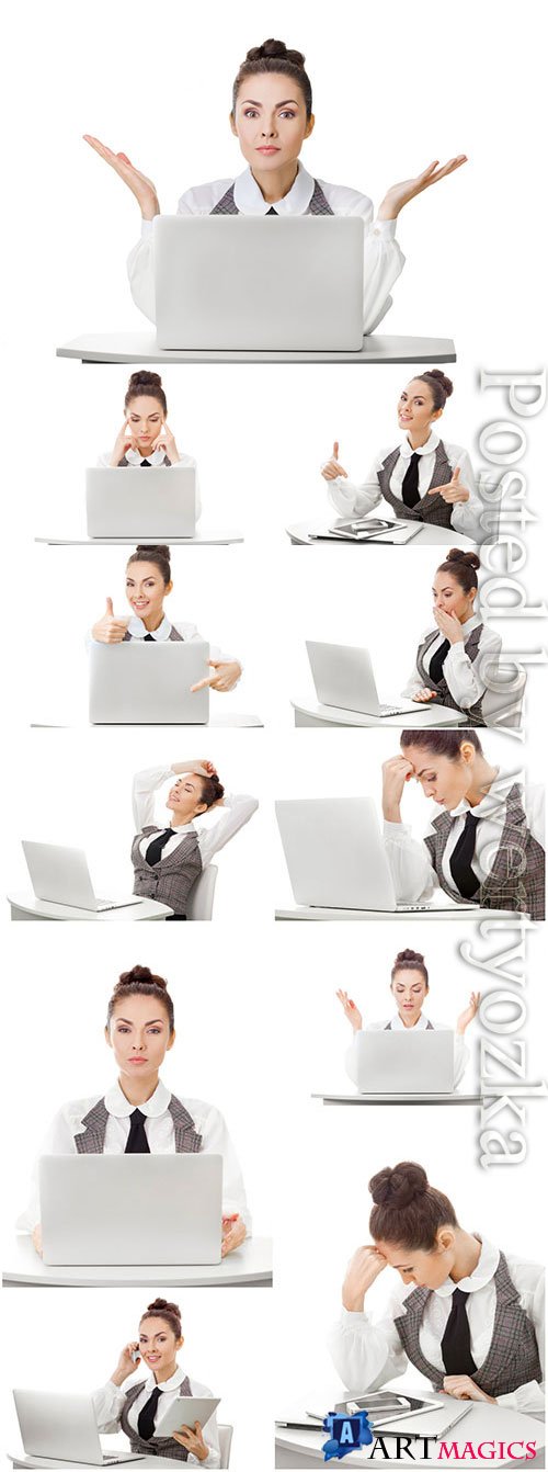 Business woman with laptop stock photo