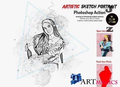 Artistic Sketch Portrait Action - 6229363