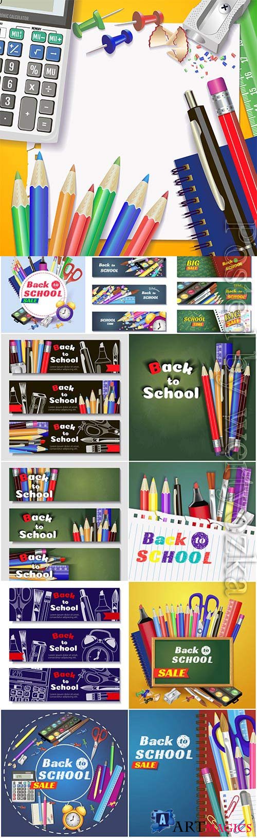 School banners and backgrounds in vector
