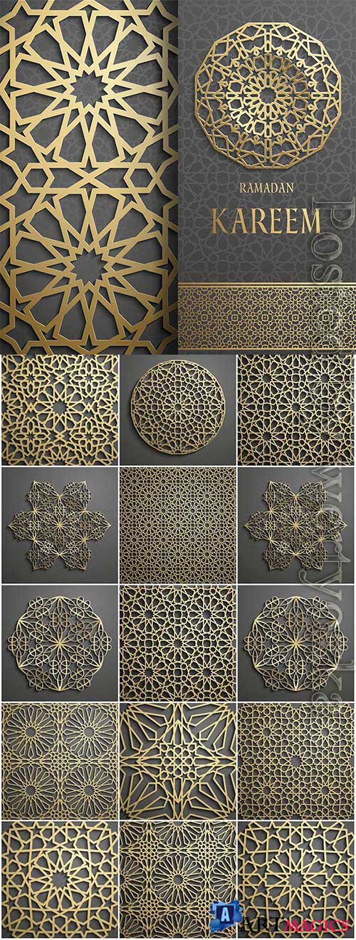 Islamic golden patterns, ramadan in vector