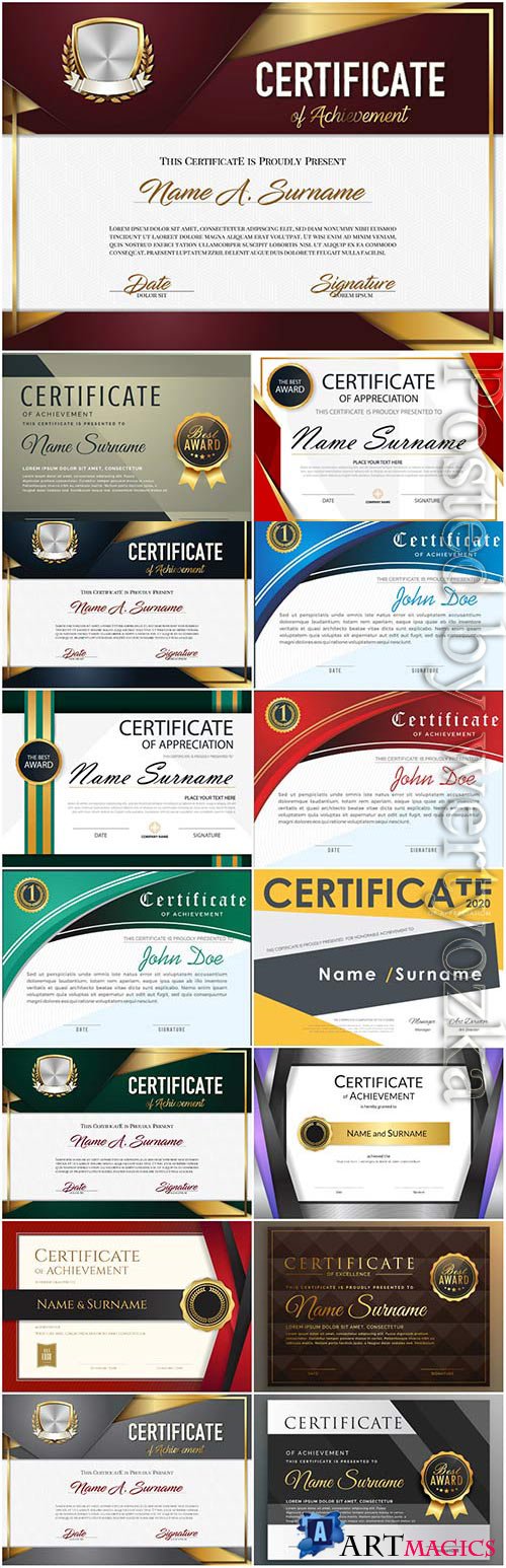 Horizontal certificates and diplomas in vector