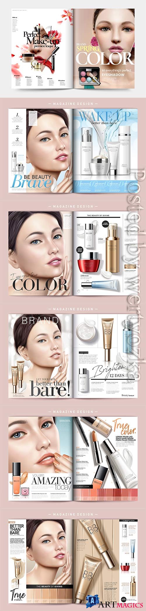 Skin care magazine vector template