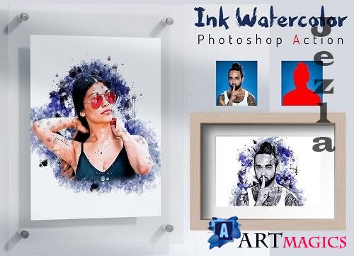 Ink Watercolor Photoshop Action - 6294791