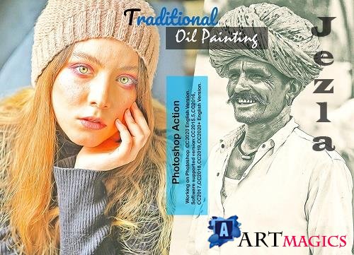Traditional Oil Painting PS Action - 6272887