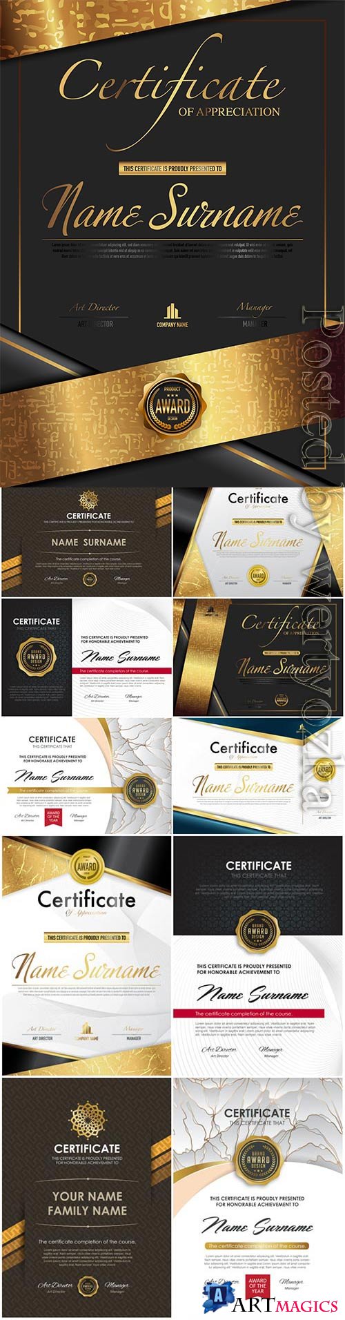 Luxury diplomas and certificates in vector