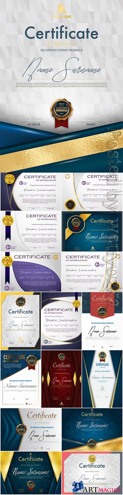 Elegant diplomas and certificates set in vector
