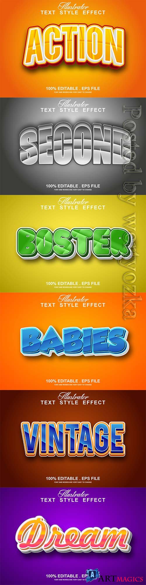 3d editable text style effect vector vol 809