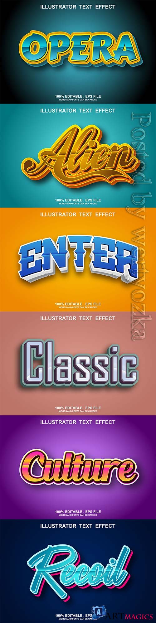3d editable text style effect vector vol 804
