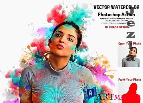 Vector Watercolor Photoshop Action - 6373794