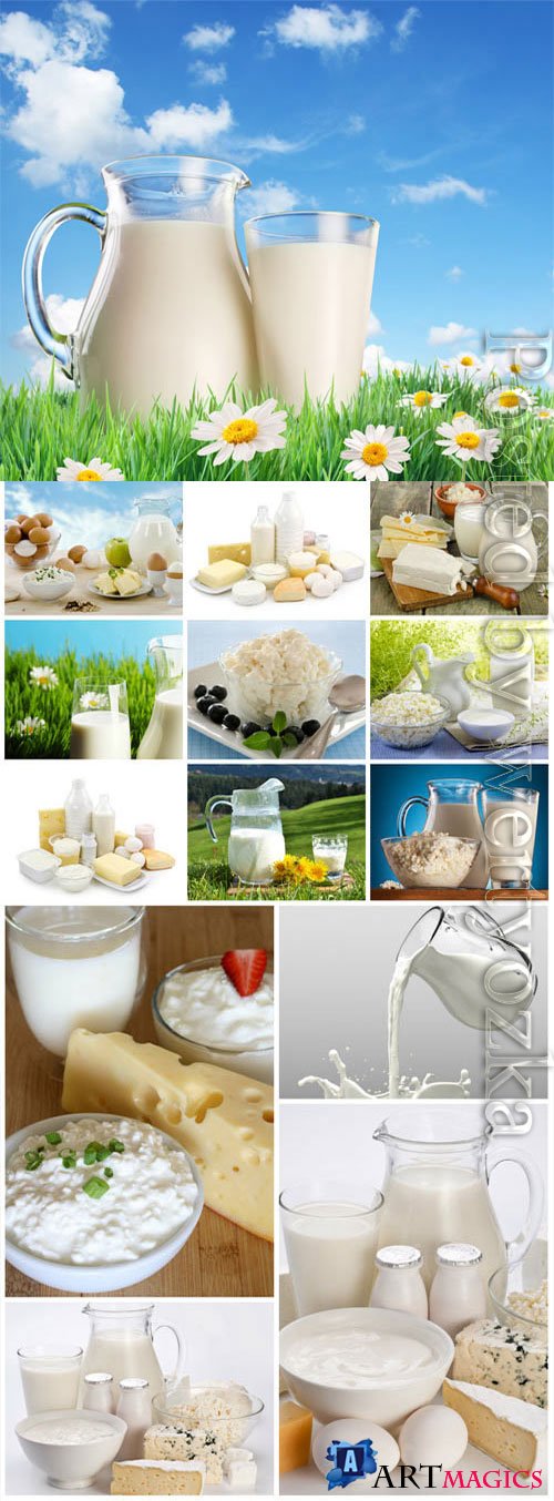Dairy products on nature background stock photo