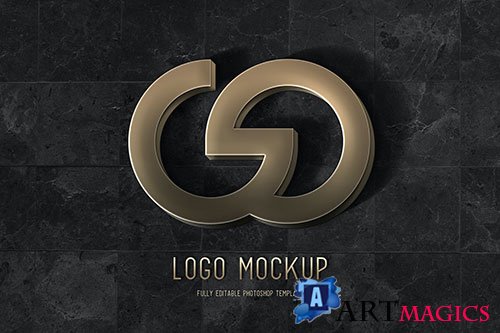 Gold Metal Logo Mockup