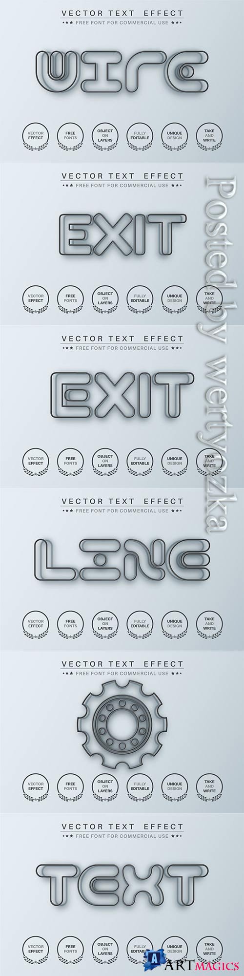 Black wire - editable text effect, font style