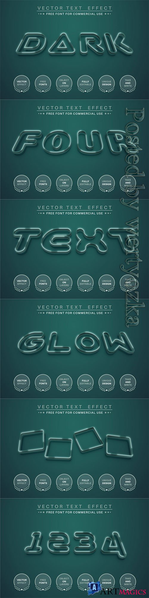 Dark green - editable text effect, font style